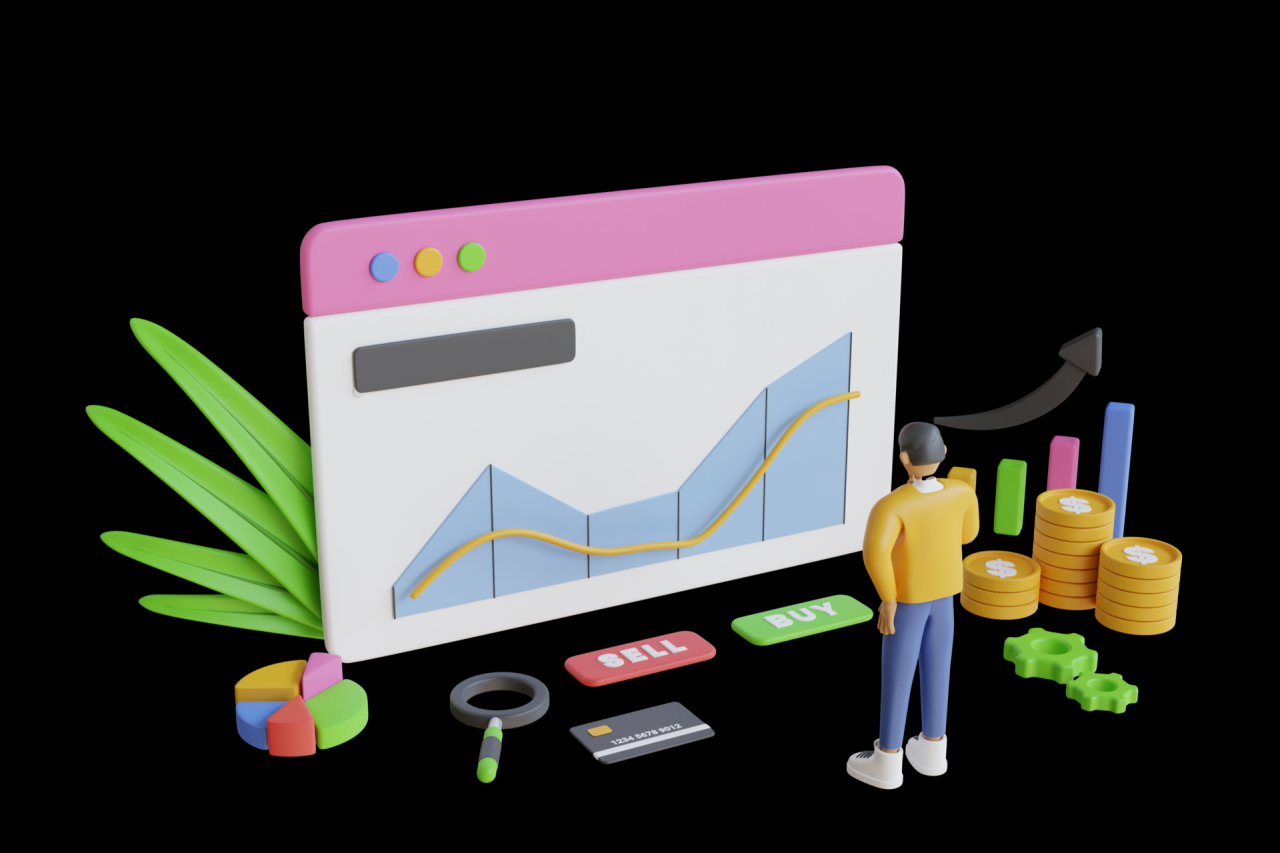 3d Businessman buying or selling shares, investing in stock market from ...